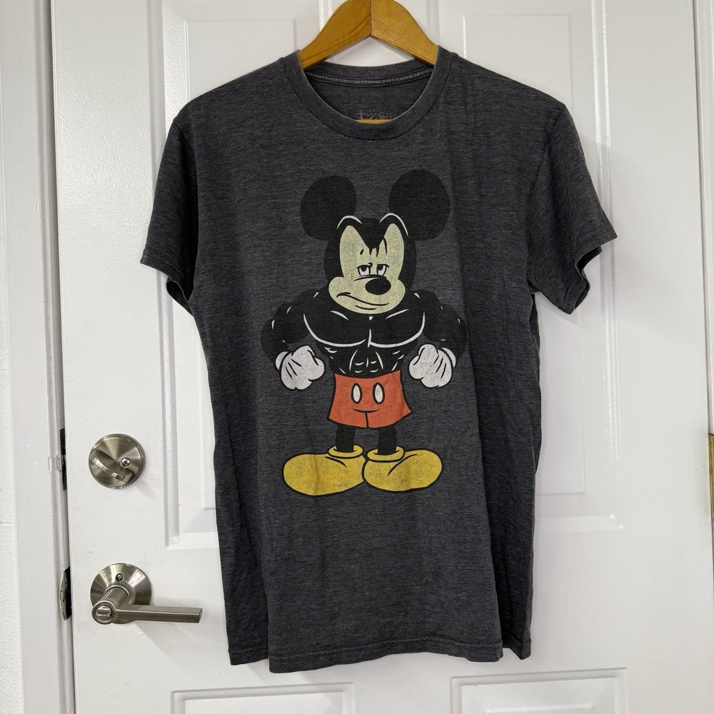 Disney Mickey Mouse T Shirt Mens Small Gray Buff‎ Mickey